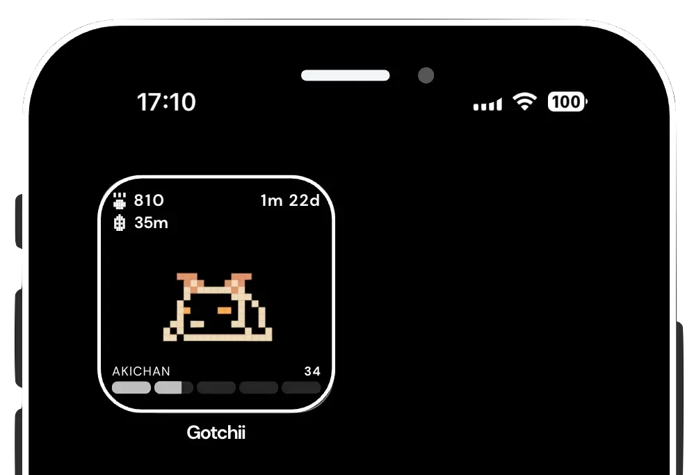 Gotchii widget on an iPhone home screen